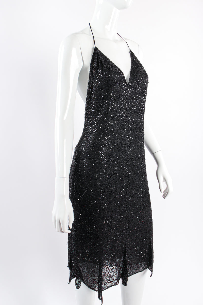 Vintage Badgley Mischka Beaded Sequin Halter Dress Recess Vintage Badgley Mischka Beaded Sequin Halter Dress Recess