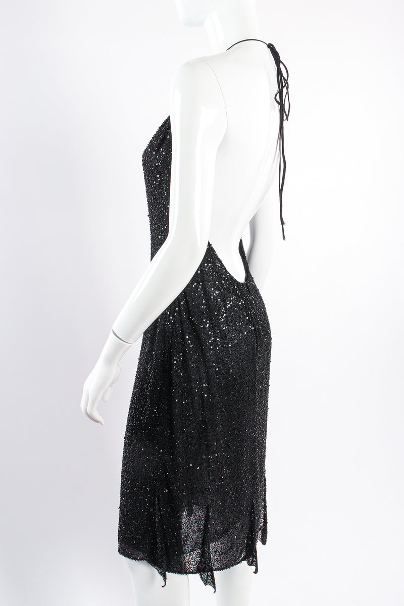 badgley mischka beaded dress Badgley Mischka Black Metallic Bronze Beaded Pleated Meshed Evening Dress 12