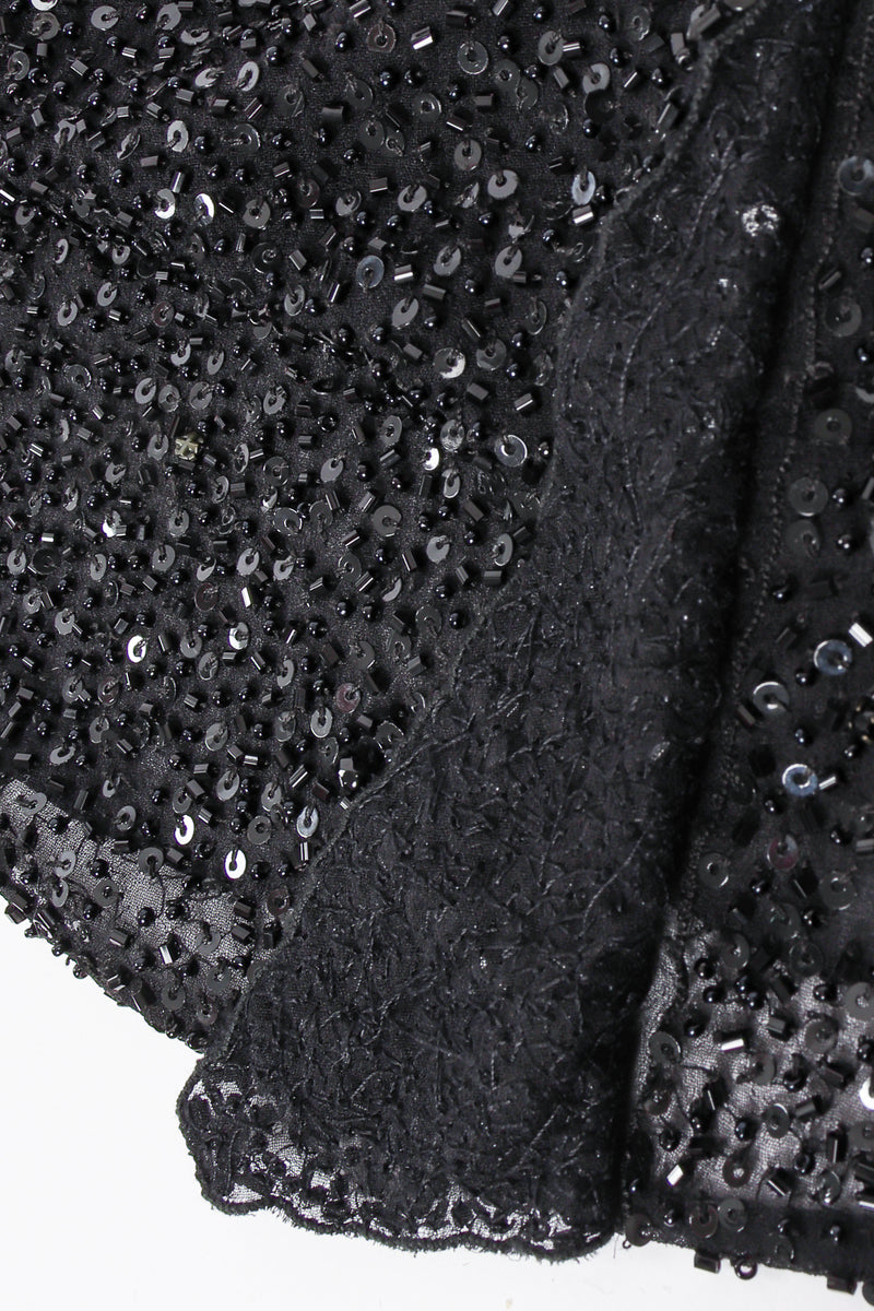 Vintage Badgley Mischka Beaded Sequin Halter Dress fabric ruffle detail at Recess Los Angeles