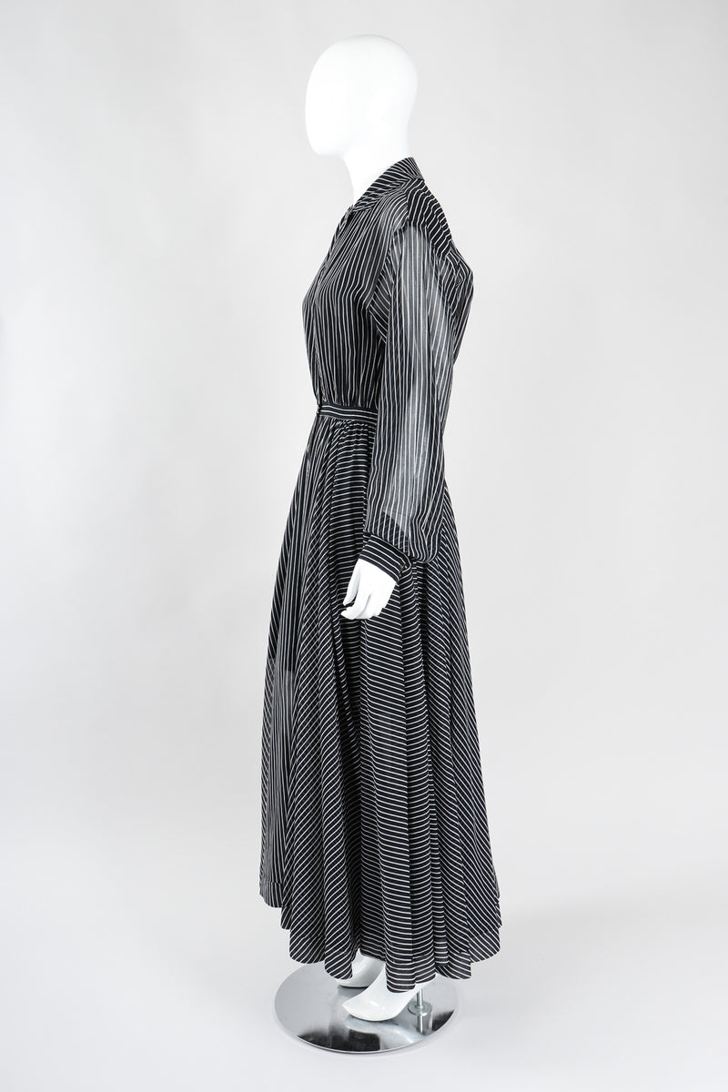 Badgley Mischka Black White Striped Buttoned Dress