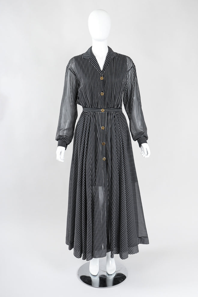 Recess Los Angeles Vintage Badgley Mischka 70s Maxi Striped Shirtwaist Dress