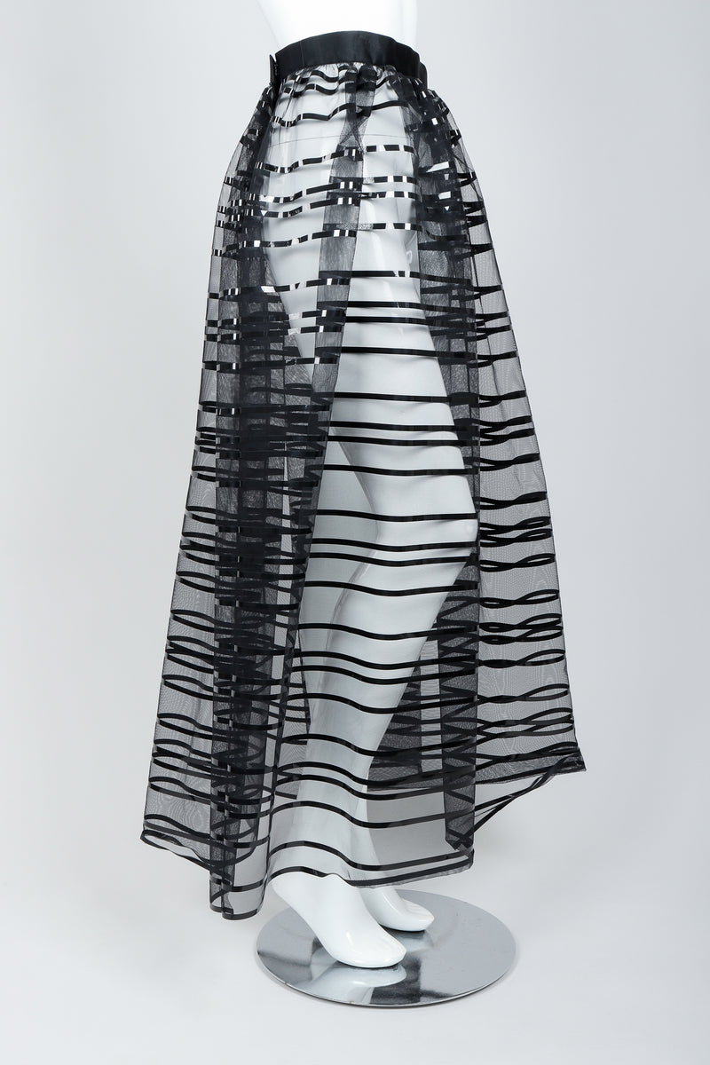 Badgley Mischka black sheer mesh striped ball skirt