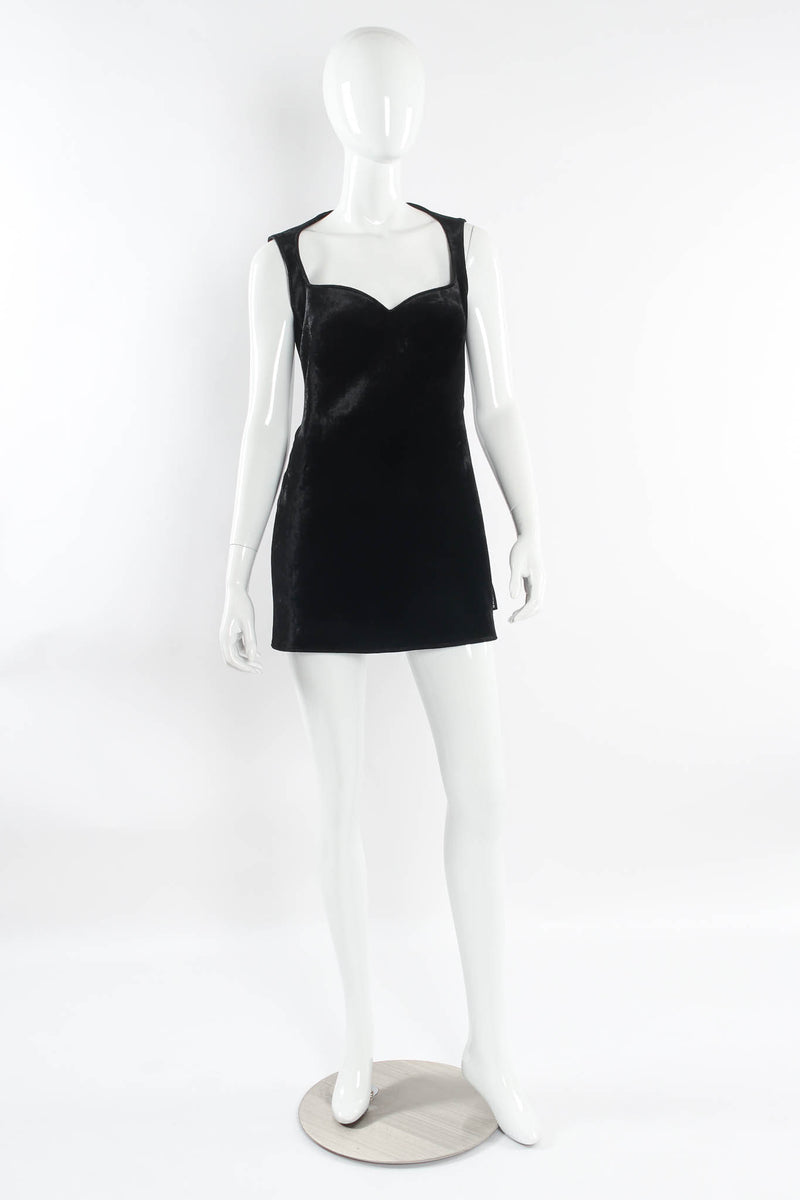 Balenciaga 2018 Sweetheart Velvet Structured Mini Dress mannequin front @ Recess LA