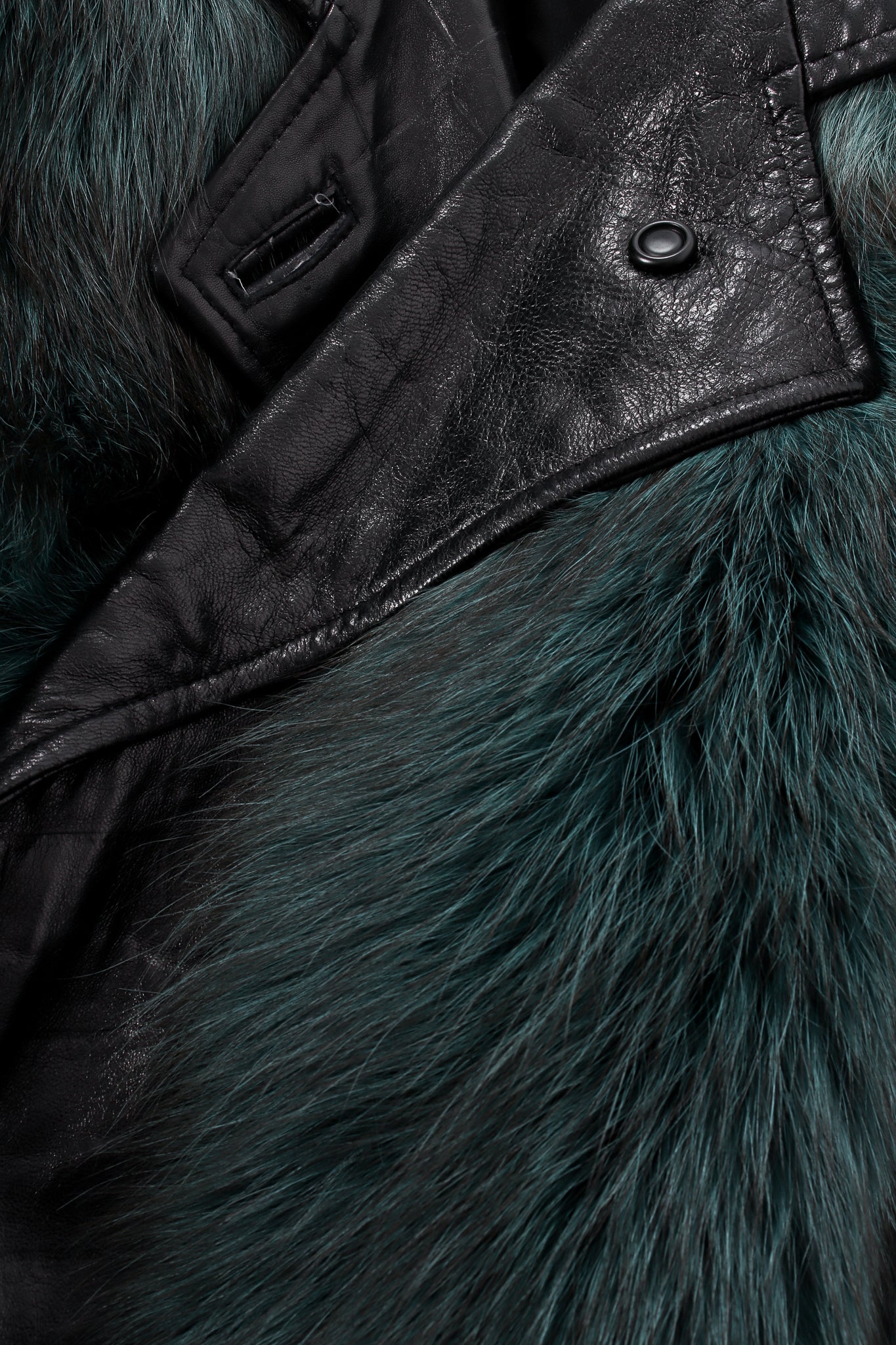 Vintage Balenciaga Leather Fox Fur Cocoon Coat collar at Recess Los Angeles