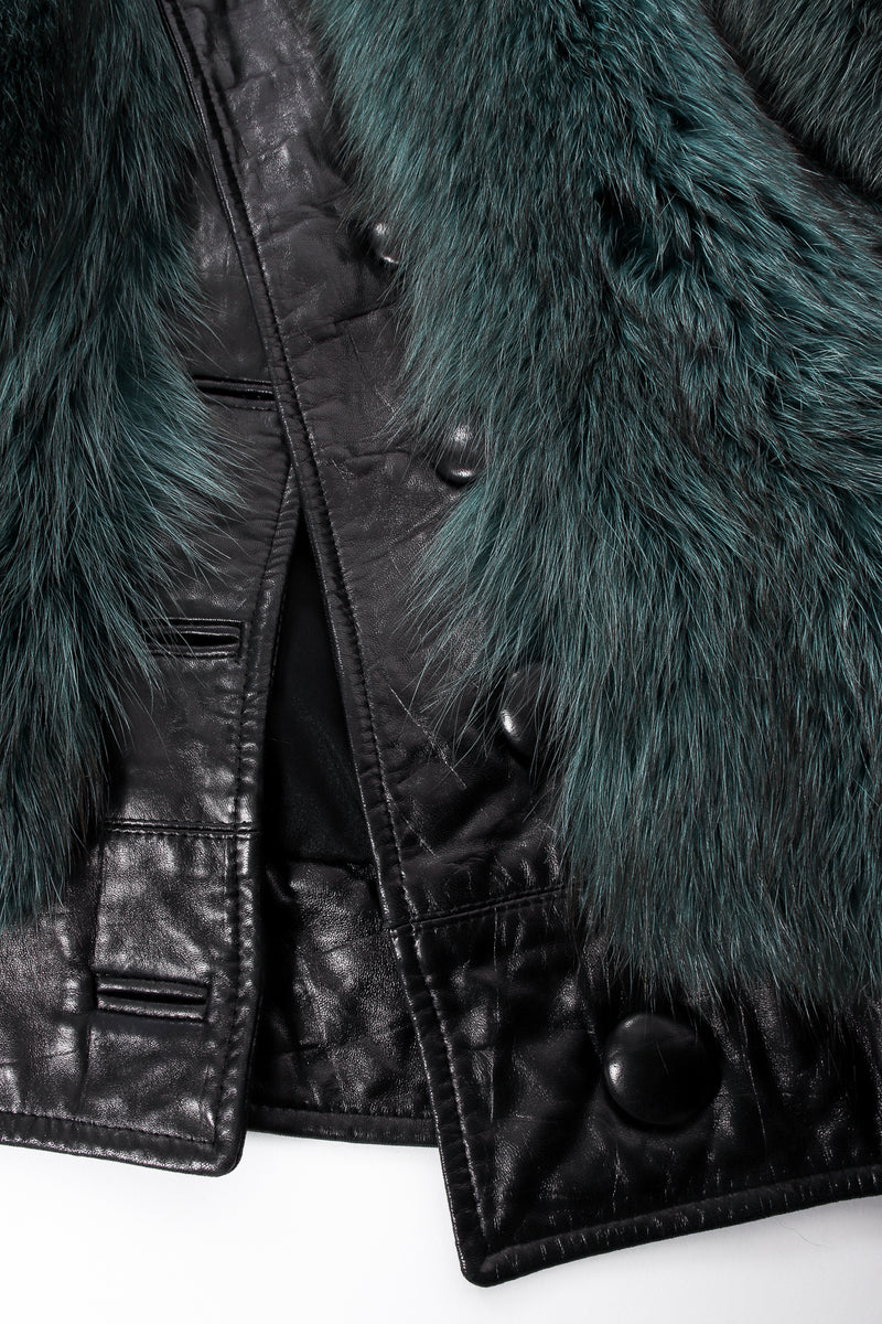 Vintage Balenciaga Leather Fox Fur Cocoon Coat buttons at Recess Los Angeles