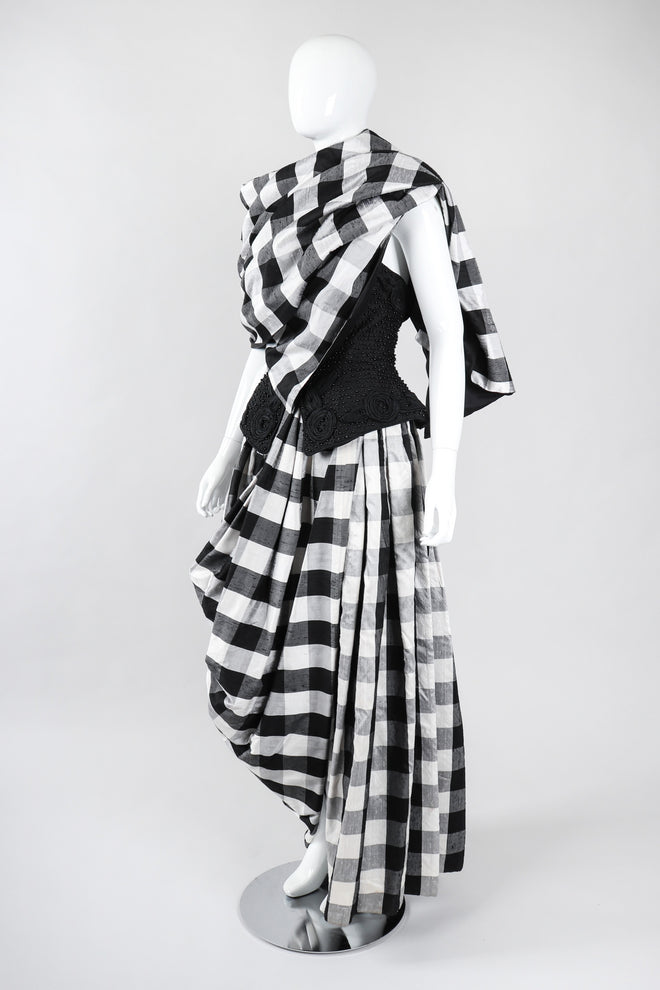Recess Los Angeles Vintage Baracci Silk Gingham Bustier Ball Gown