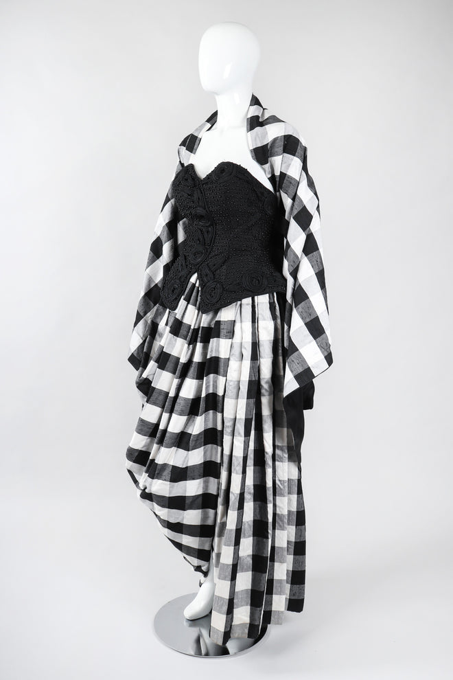 Recess Los Angeles Vintage Baracci Silk Gingham Bustier Ball Gown