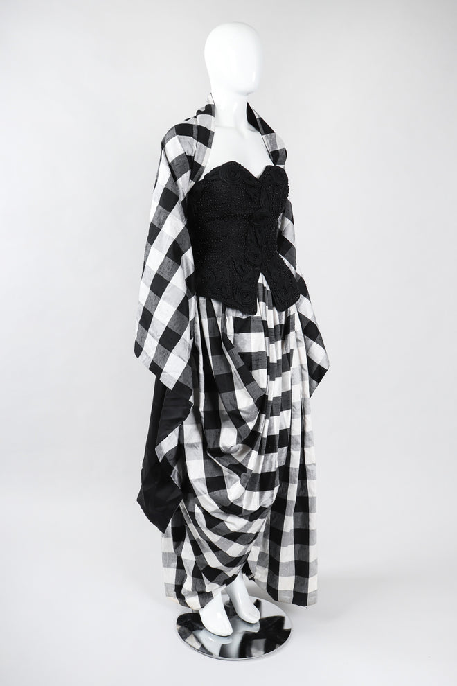 Recess Los Angeles Vintage Baracci Silk Gingham Bustier Ball Gown