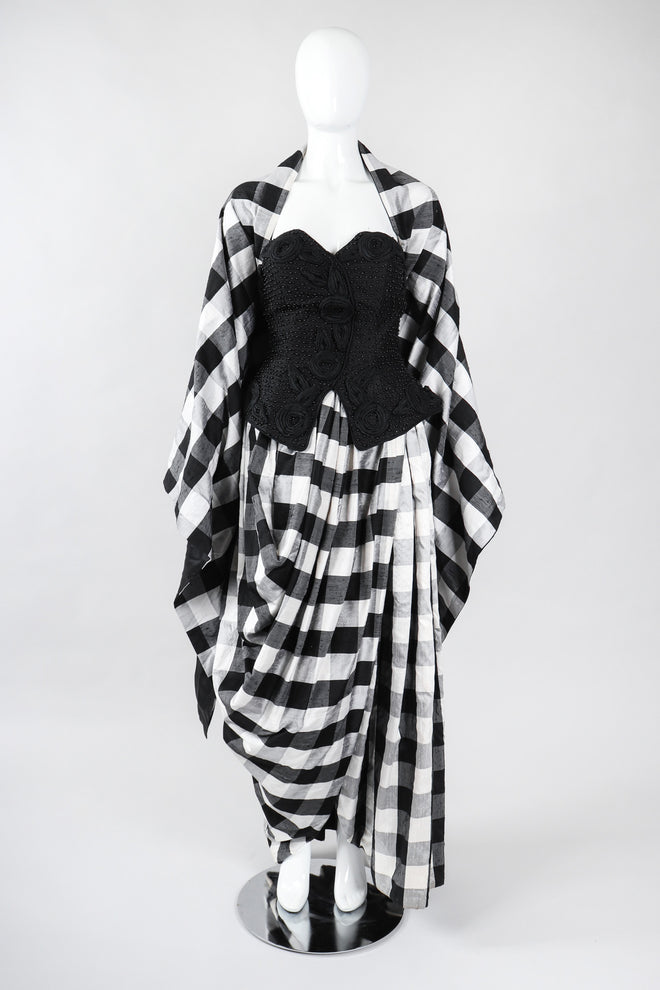 Recess Los Angeles Vintage Baracci Silk Gingham Bustier Ball Gown