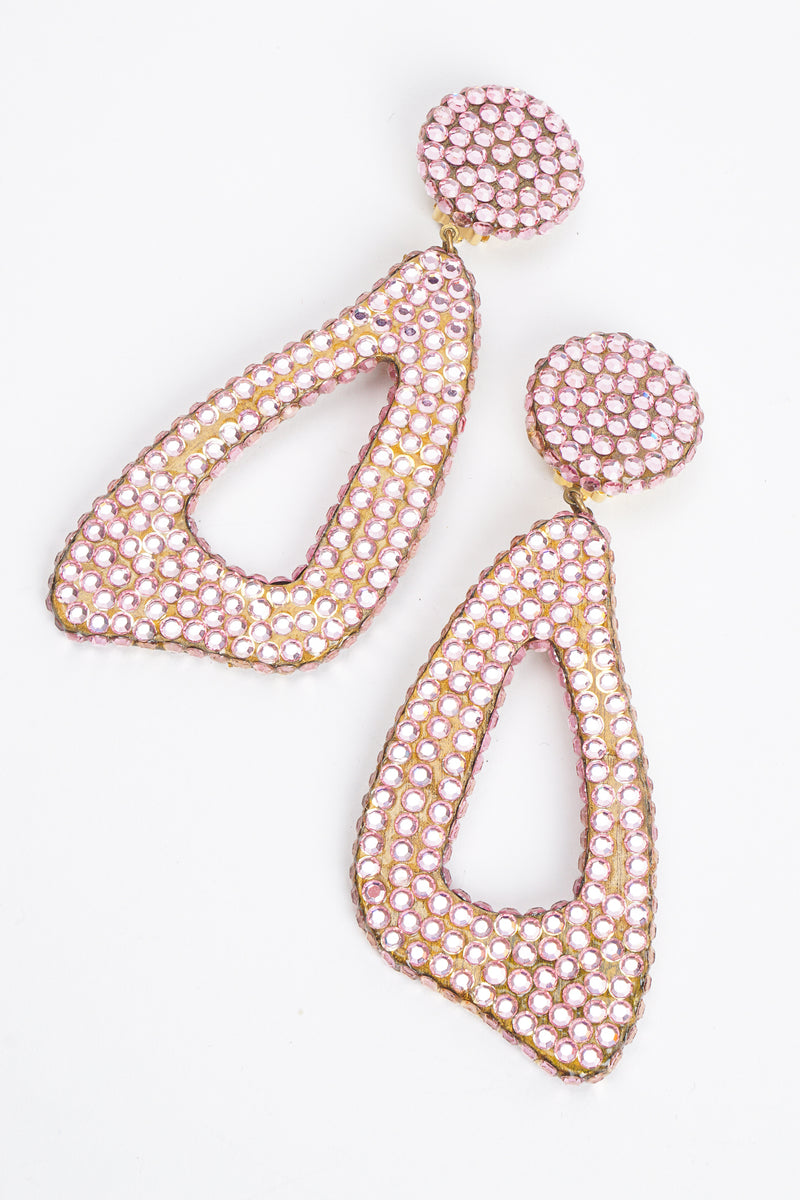 Vintage Barbara Groeger Lilac Rhinestone Triangle Hoop Earrings At Recess Los Angeles