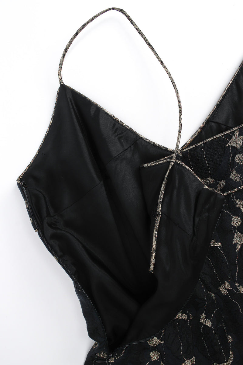 Vintage Barboglio Cristina Jan Leaf Floral Lace Tiered Gown zipper opened @ Recess LA
