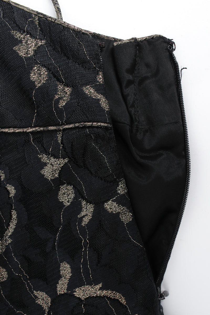 Vintage Barboglio Cristina Jan Leaf Floral Lace Tiered Gown zipper close @ Recess LA