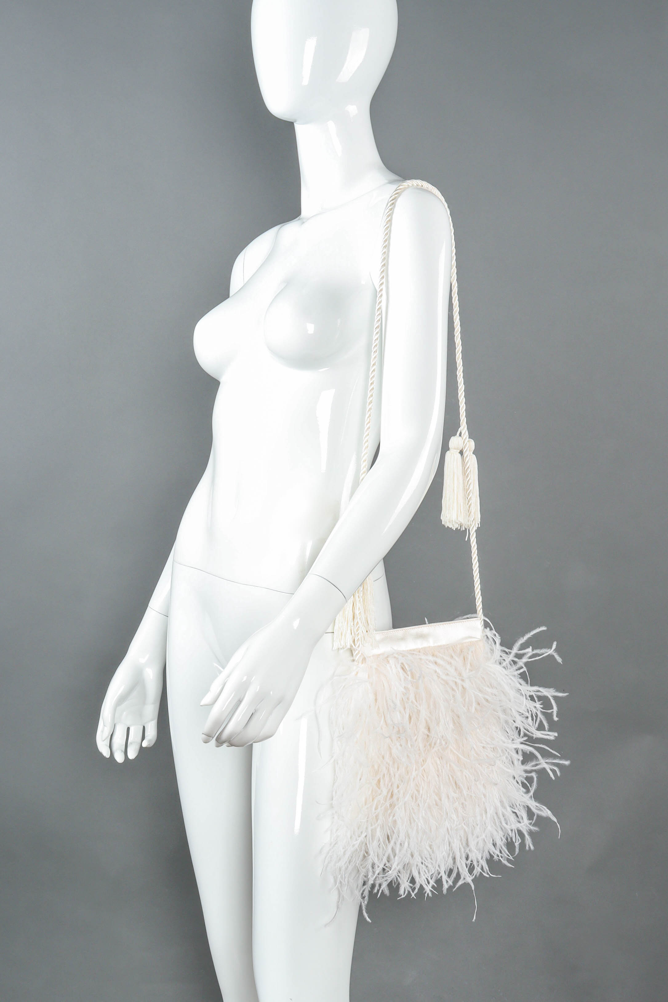 Vintage Barneys New York Feathers Pouch Bag on mannequin @ Recess LA