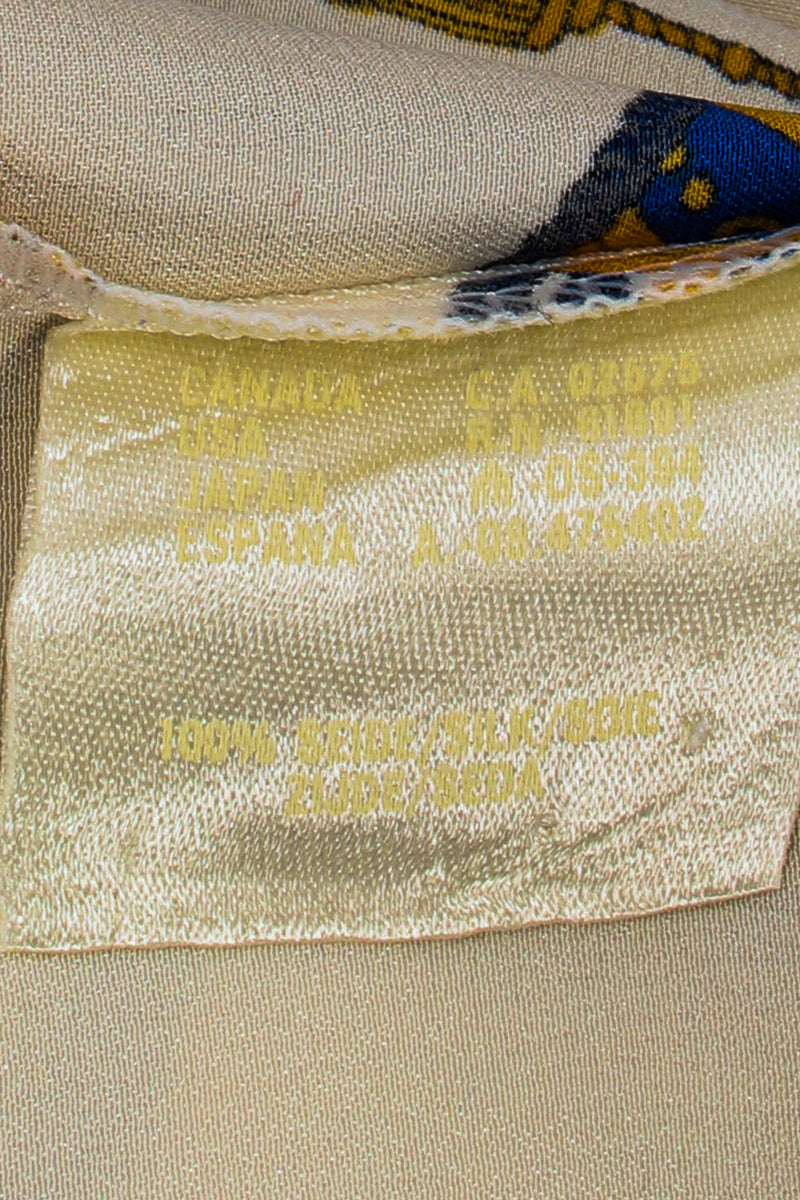 Vintage Escada Lion Crest Drum Print Blouse fabric label at Recess Los Angeles