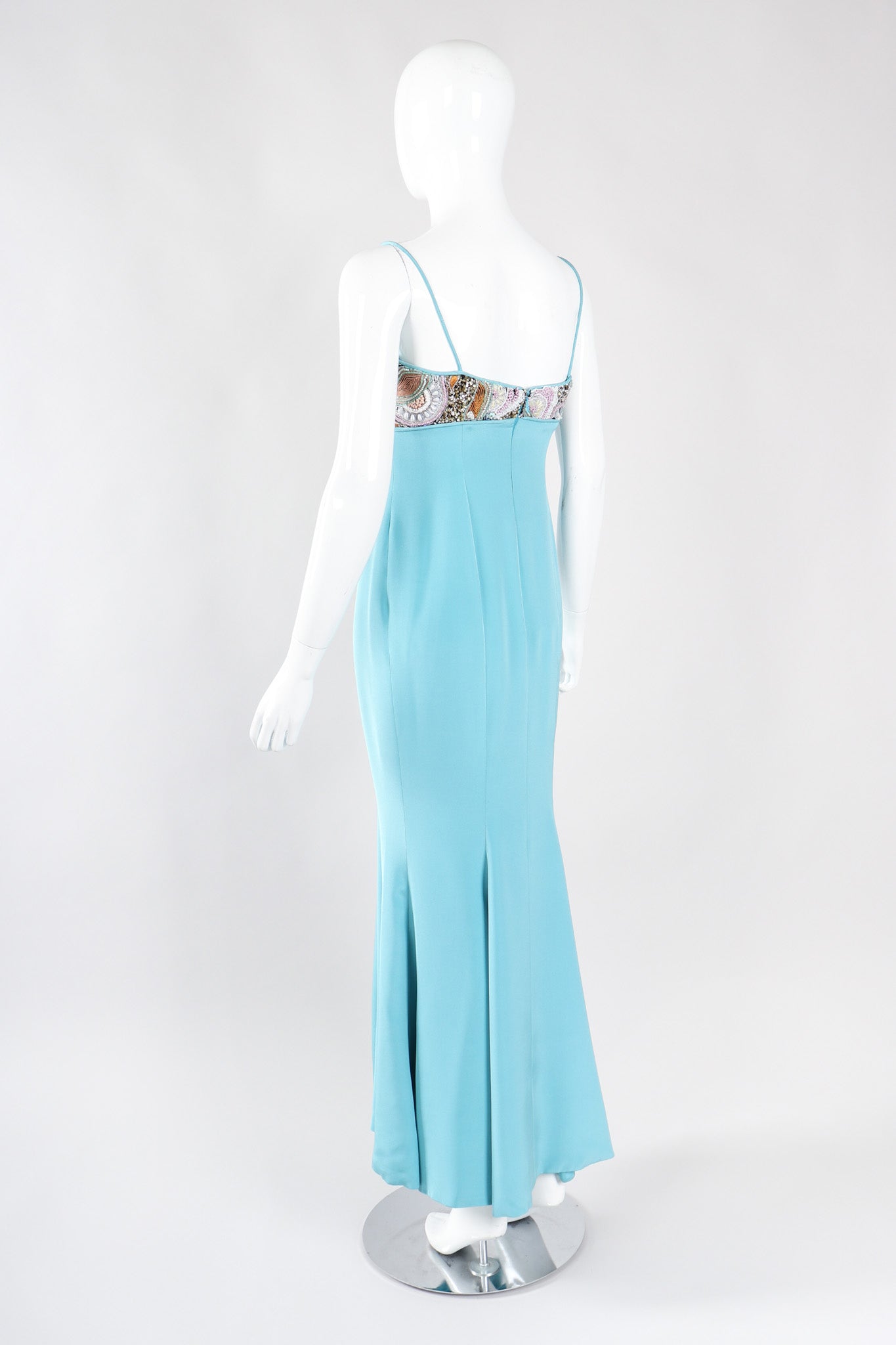Recess Los Angeles Vintage Baracci Silk Mermaid Embellished Empire Dress