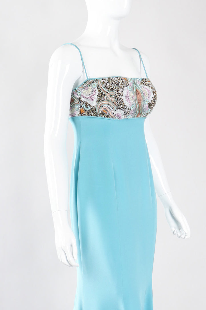 Recess Los Angeles Vintage Baracci Silk Mermaid Embellished Empire Dress