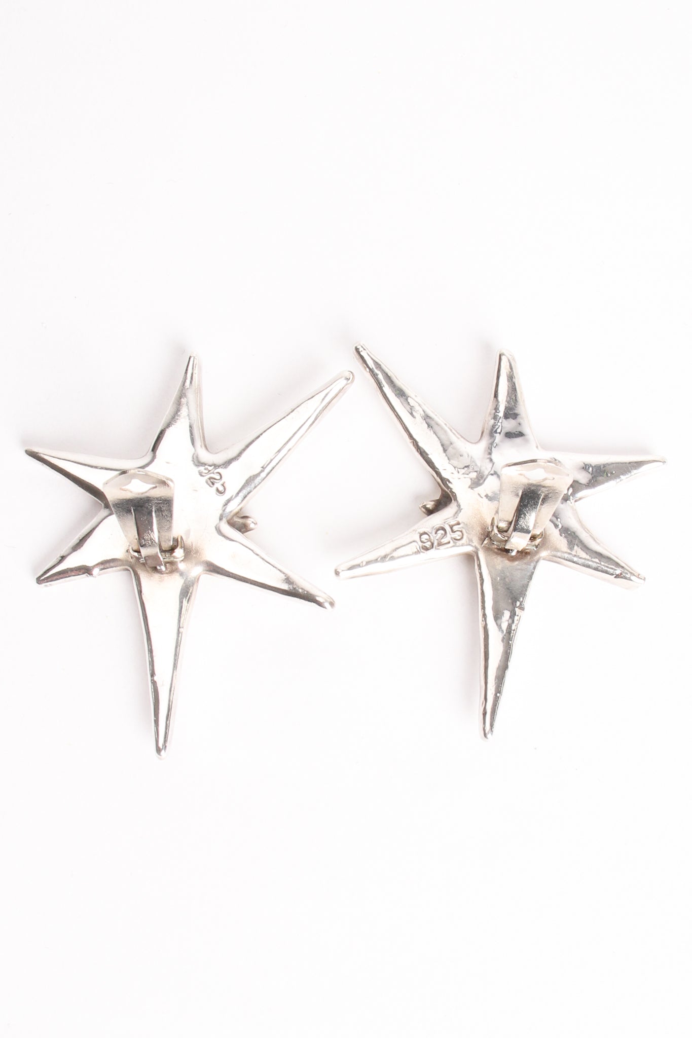 Vintage 925 Sterling Star Earrings & Brooch Set backside at Recess Los Angeles