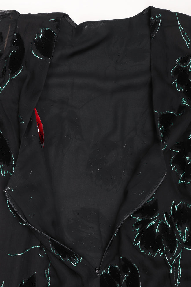 Recess Los Angeles Vintage Pauline Trigere Balloon Sleeve Glitter Velvet Burnout Dress