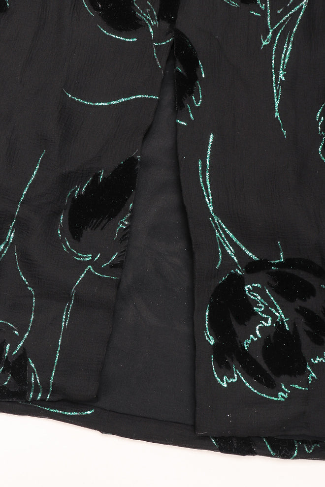 Recess Los Angeles Vintage Pauline Trigere Balloon Sleeve Glitter Velvet Burnout Dress