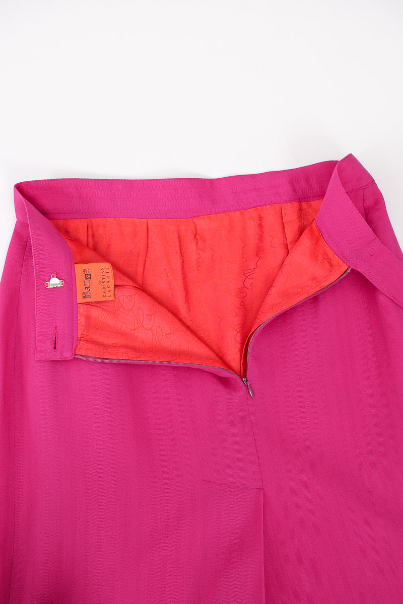 Vintage Bazar de Christian Lacroix Hot Herringbone Jacket & Skirt Suit skirt lining @ Recess LA