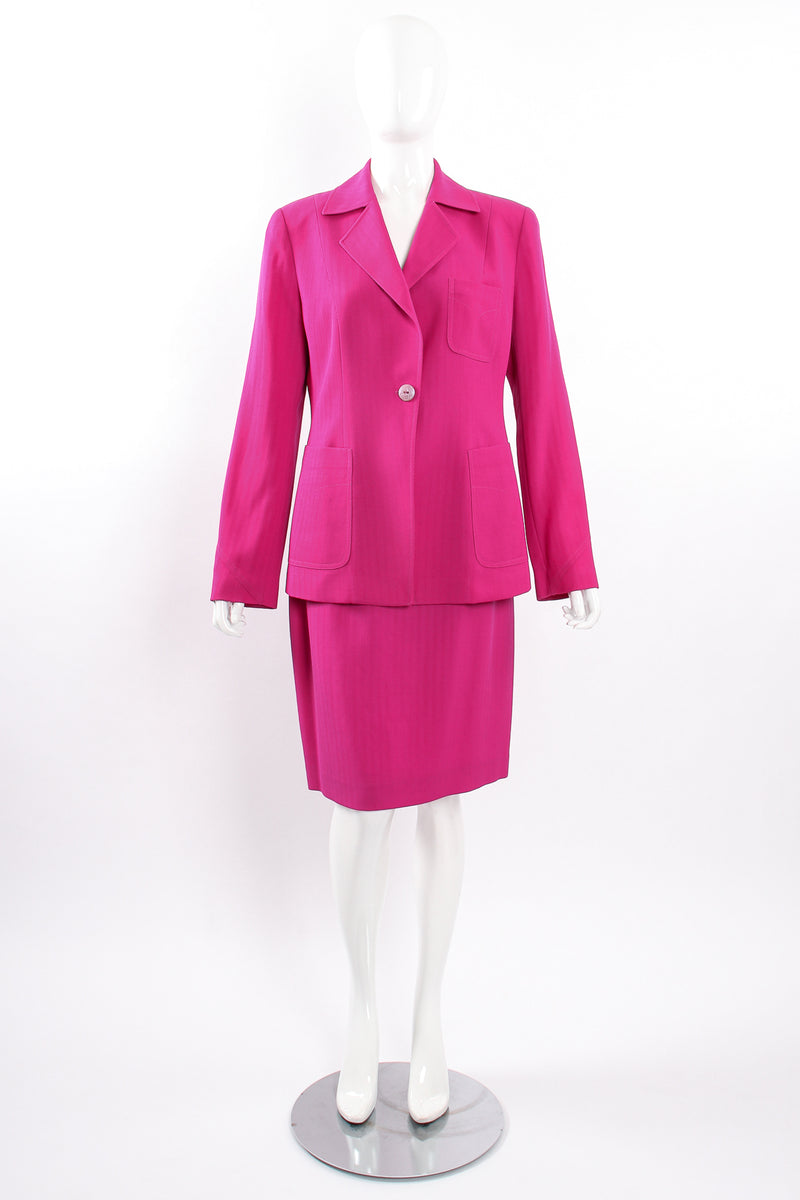 Vintage Bazar de Christian Lacroix Hot Herringbone Jacket & Skirt Suit Mannequin front @ Recess LA