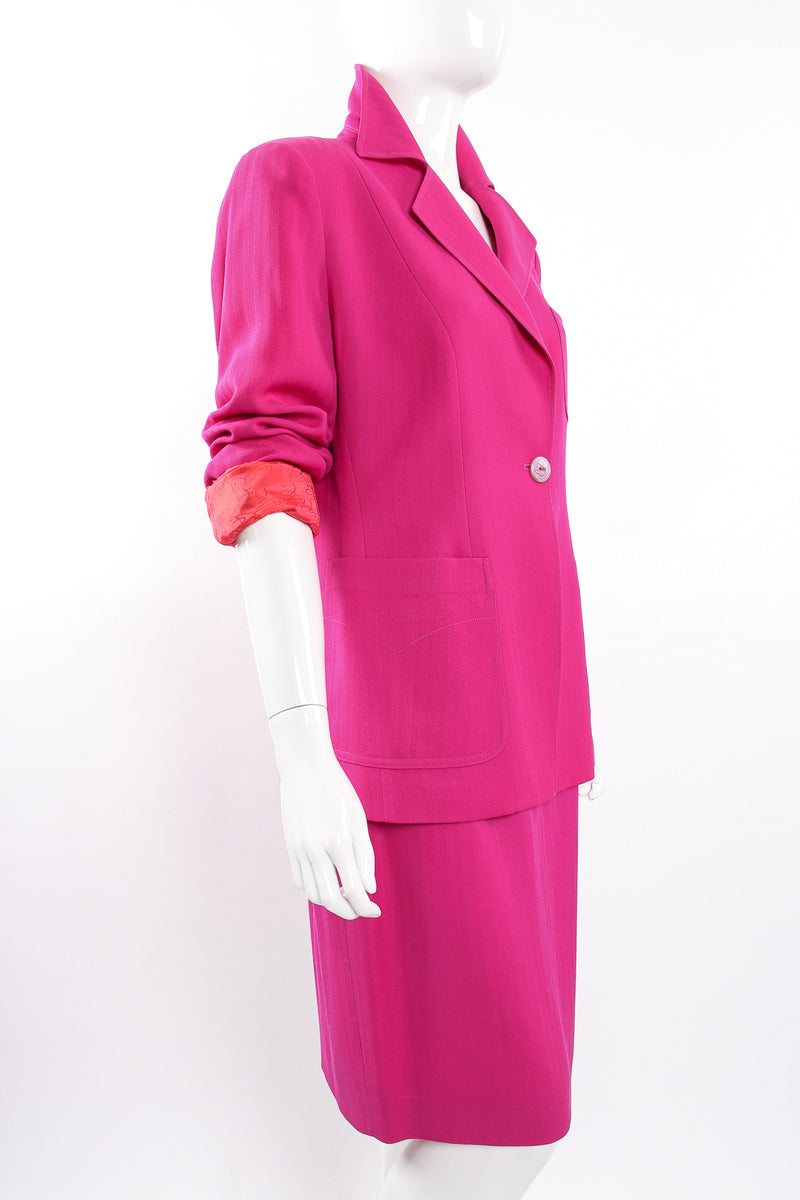Vintage Bazar de Christian Lacroix Hot Herringbone Jacket & Skirt Suit Mannequin angle @ Recess LA