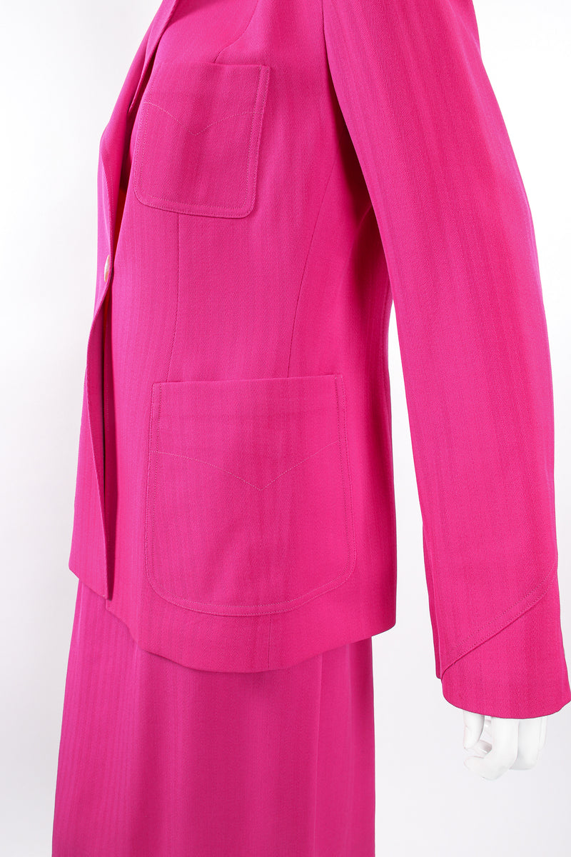 Vintage Bazar de Christian Lacroix Hot Herringbone Jacket & Skirt Suit pocket detail @ Recess LA