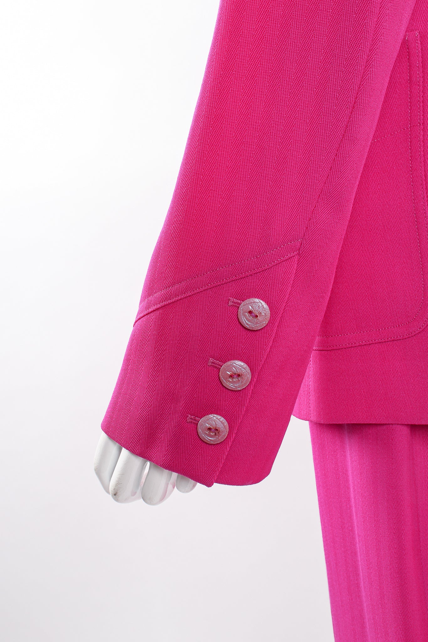 Vintage Bazar de Christian Lacroix Hot Herringbone Jacket & Skirt Suit sleeve cuff @ Recess LA