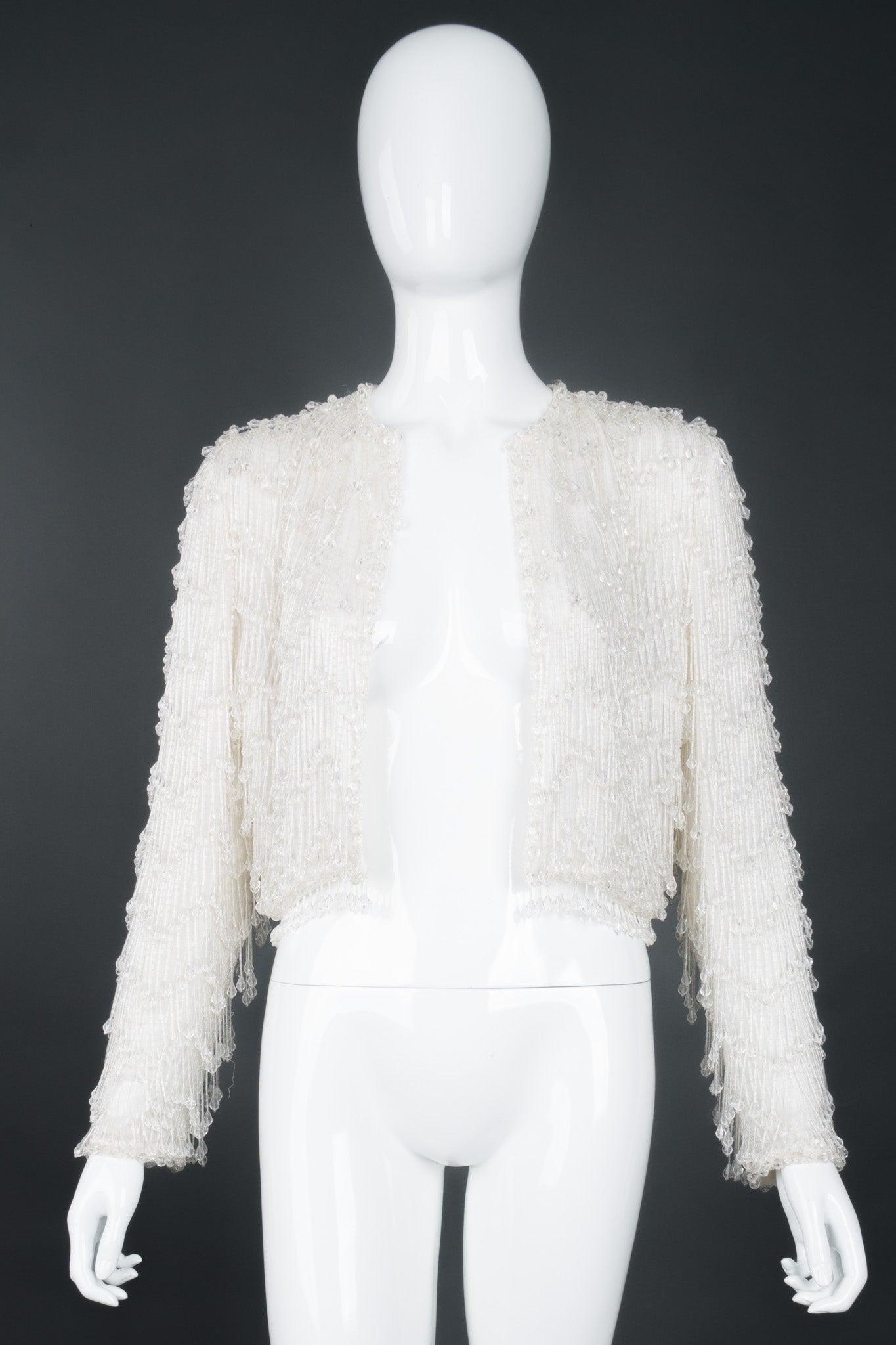 Vintage Teardrop Crystal Bead Fringe Jacket