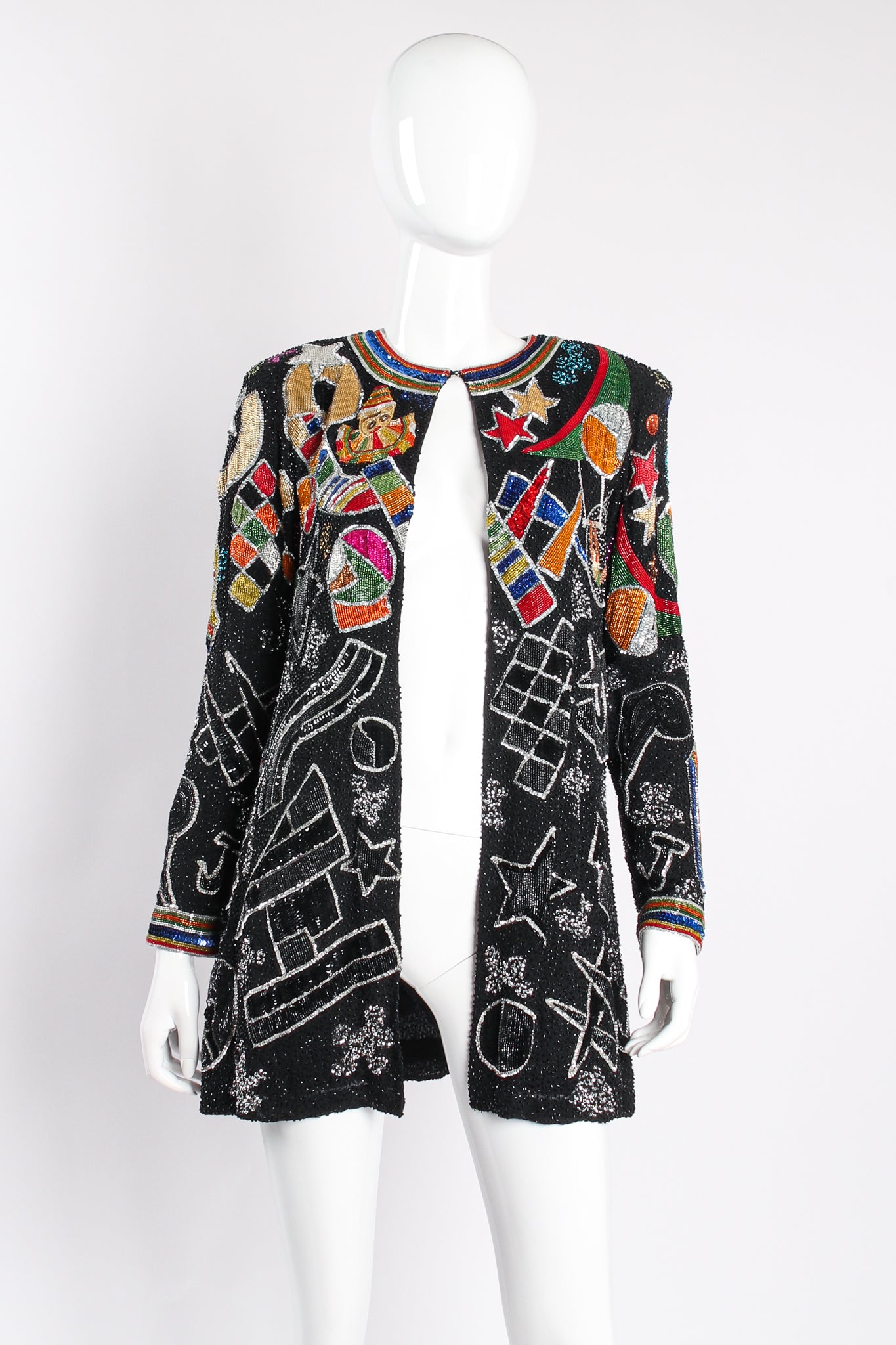 Vintage Beaujon Beaded Circus Trapeze Jacket on mannequin front at Recess Los Angeles