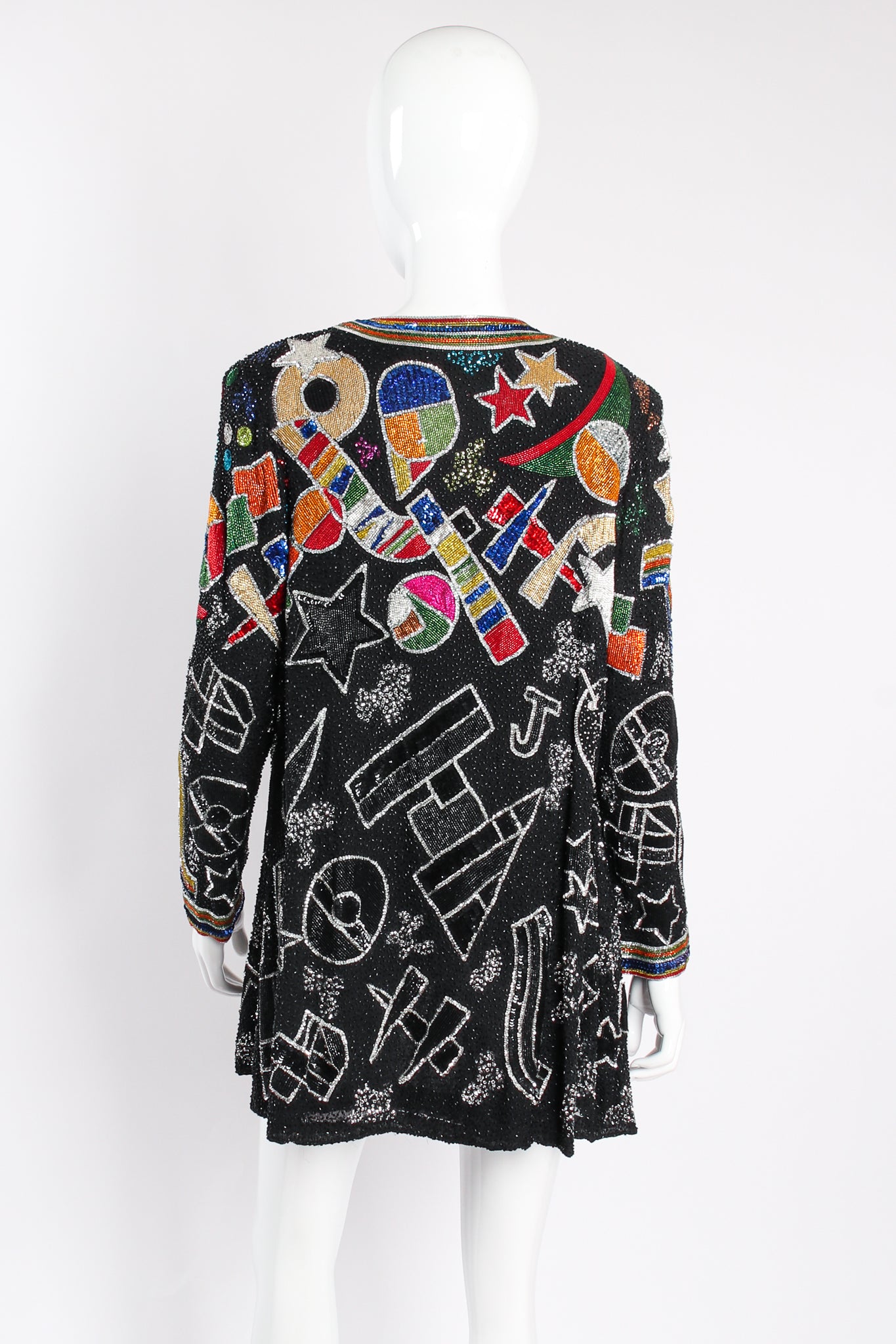 Vintage Beaujon Beaded Circus Trapeze Jacket on mannequin back at Recess Los Angeles