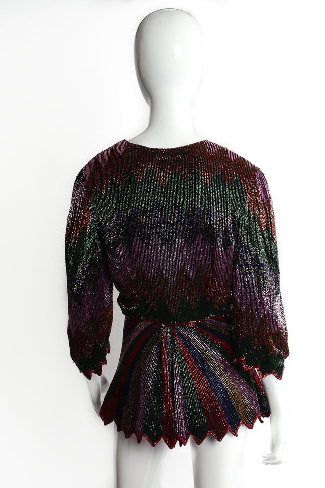 Vintage Beaujon Beaded Zigzag Peplum Jacket Set on mannequin back at Recess Los Angeles