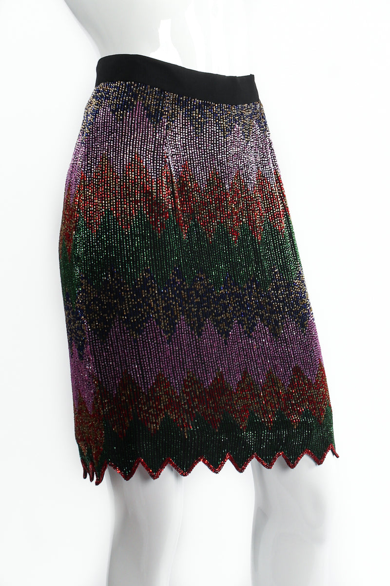 Vintage Beaujon Beaded Zigzag Peplum Skirt Set on mannequin angle at Recess Los Angeles