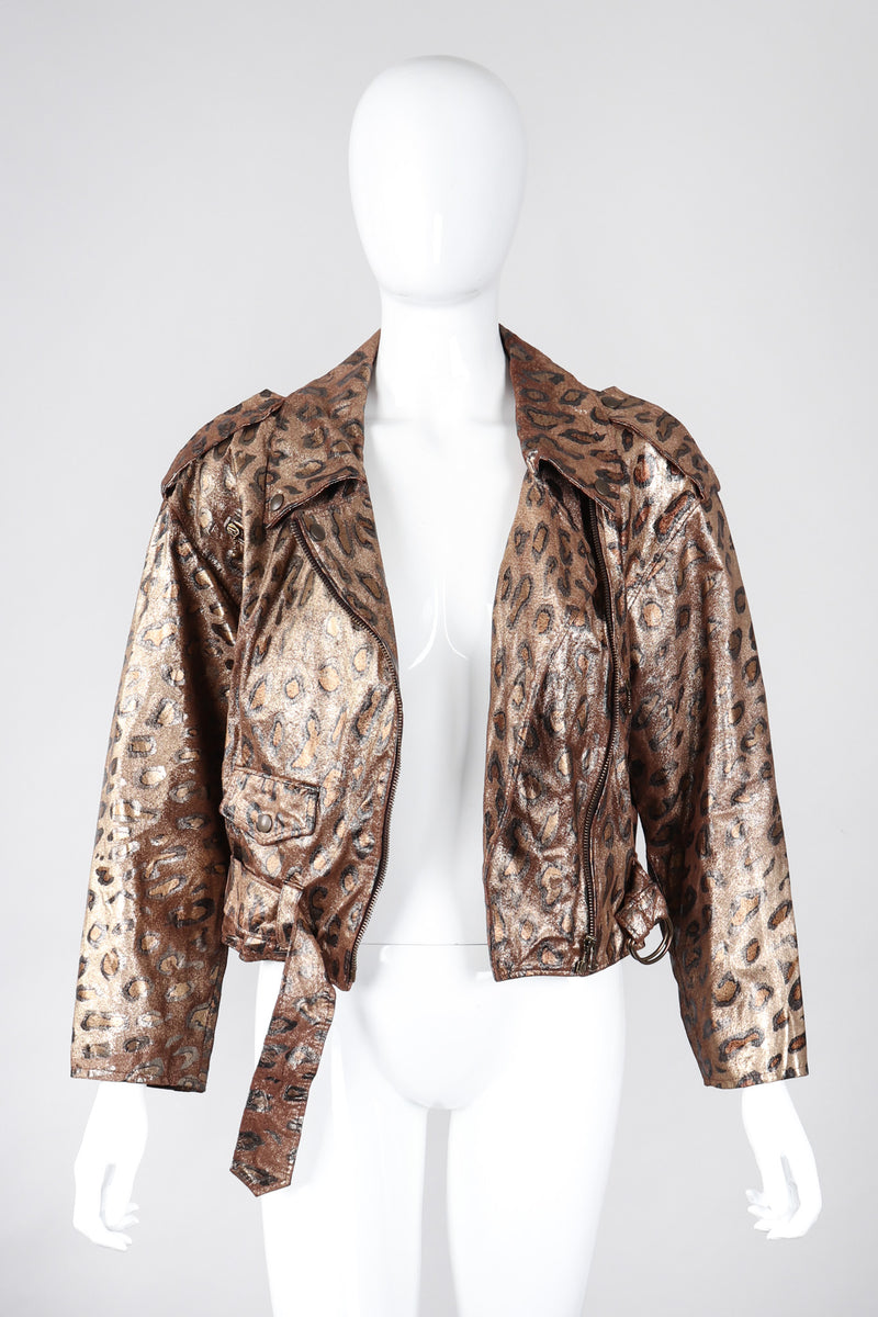Recess Los Angeles Vintage Begedor Metallic Gold Bronze Animal Leather Moto Jacket