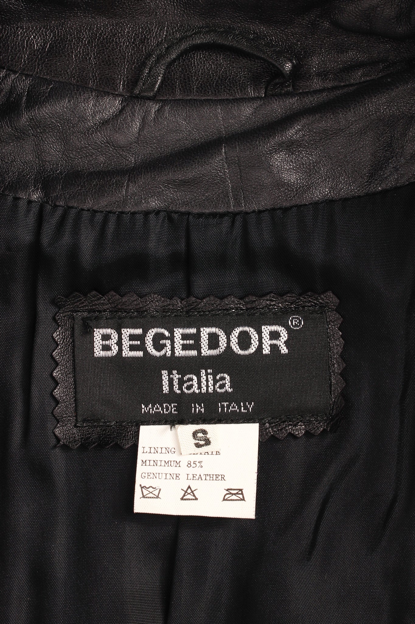 Vintage Begedor Studded Leather Jacket tag @ Recess LA