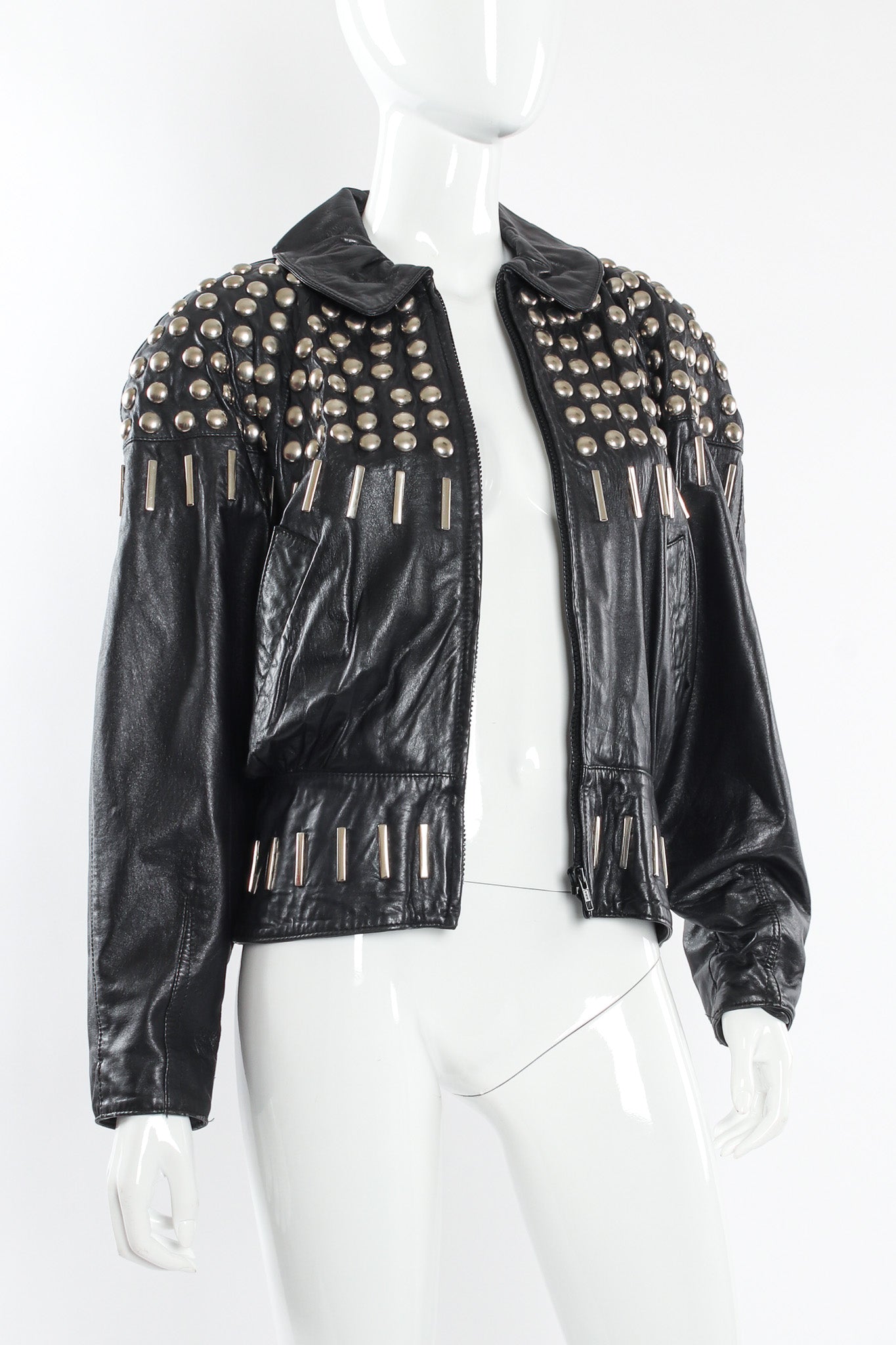 Vintage Begedor Studded Leather Jacket mannequin front unzipped @ Recess LA