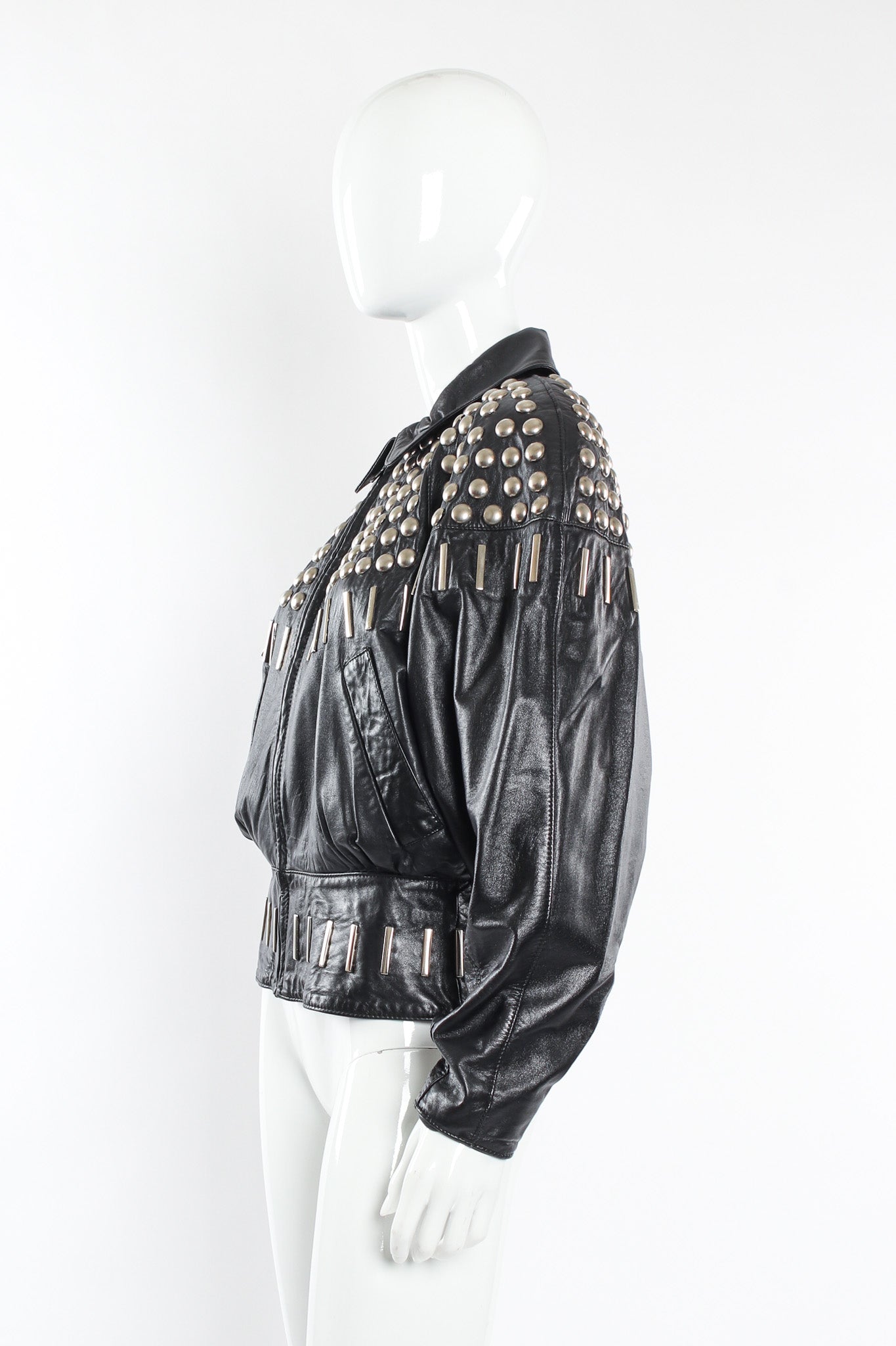 Vintage Begedor Studded Leather Jacket mannequin side @ Recess LA