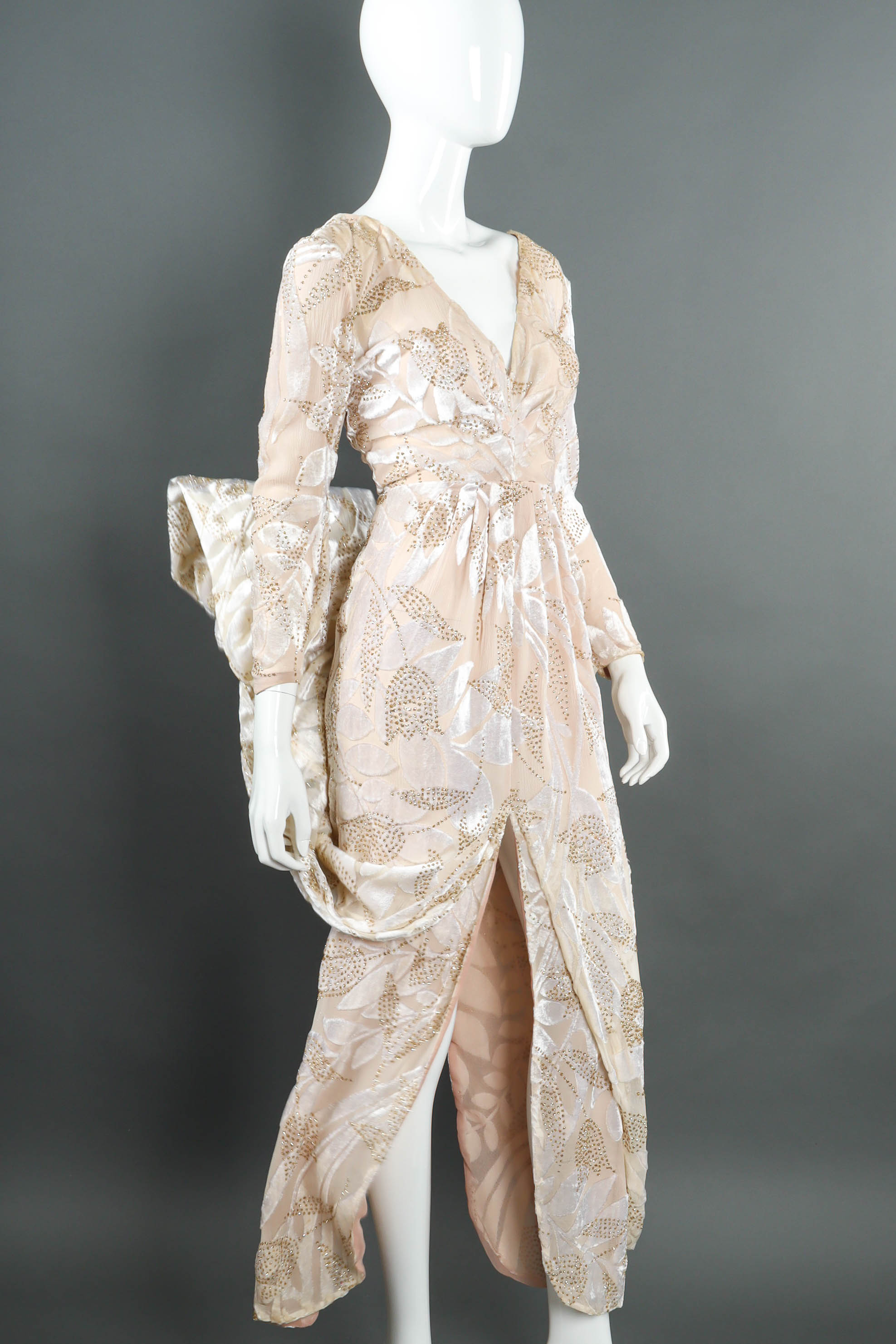 Vintage Belle Dame Draped Tulip Leaf Dress mannequin angle @ Recess LA