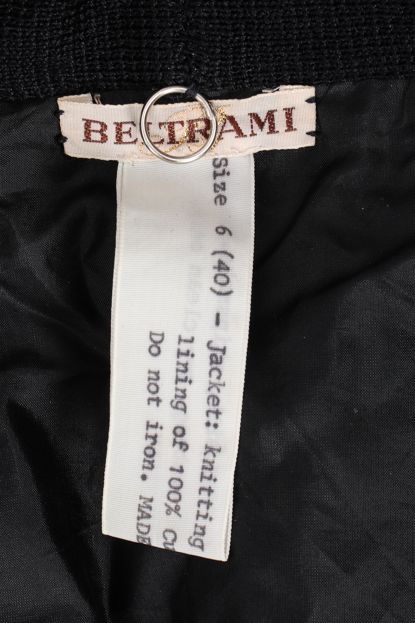 Vintage Beltrami Sheer Plaid Snake Batwing Jacket label at Recess Los Angeles