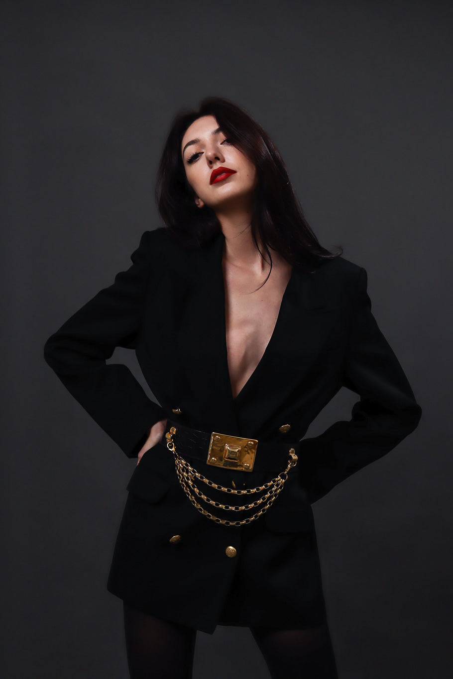 leather belt with draped chain by Streets Ahead on model @recessla