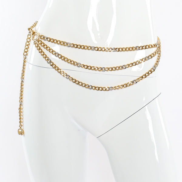 Vintage St. John Rhinestone Tiered Chain Belt – Recess display picture 1