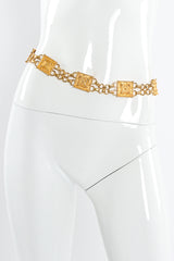 Vintage Ben Amun Square Emblem Chain Link Belt on mannequin at Recess LA