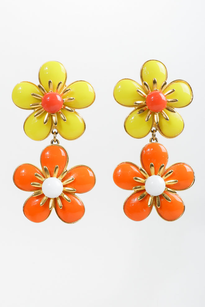 Vintage Ben Amun Double Daisy Drop Earrings at Recess Los Angeles