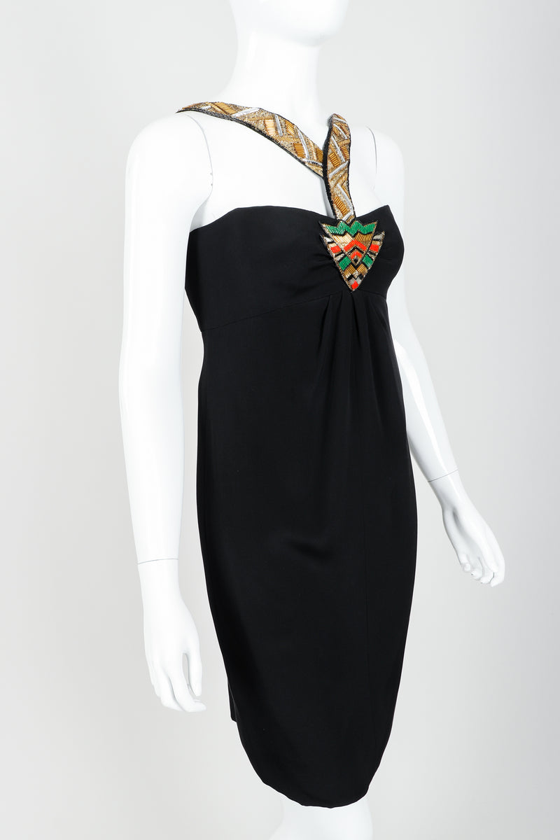Vintage Bernard Perris Beaded Grecian Neck Cocktail Dress Recess Vintage Bernard Perris Beaded Grecian Neck Cocktail Dress Recess