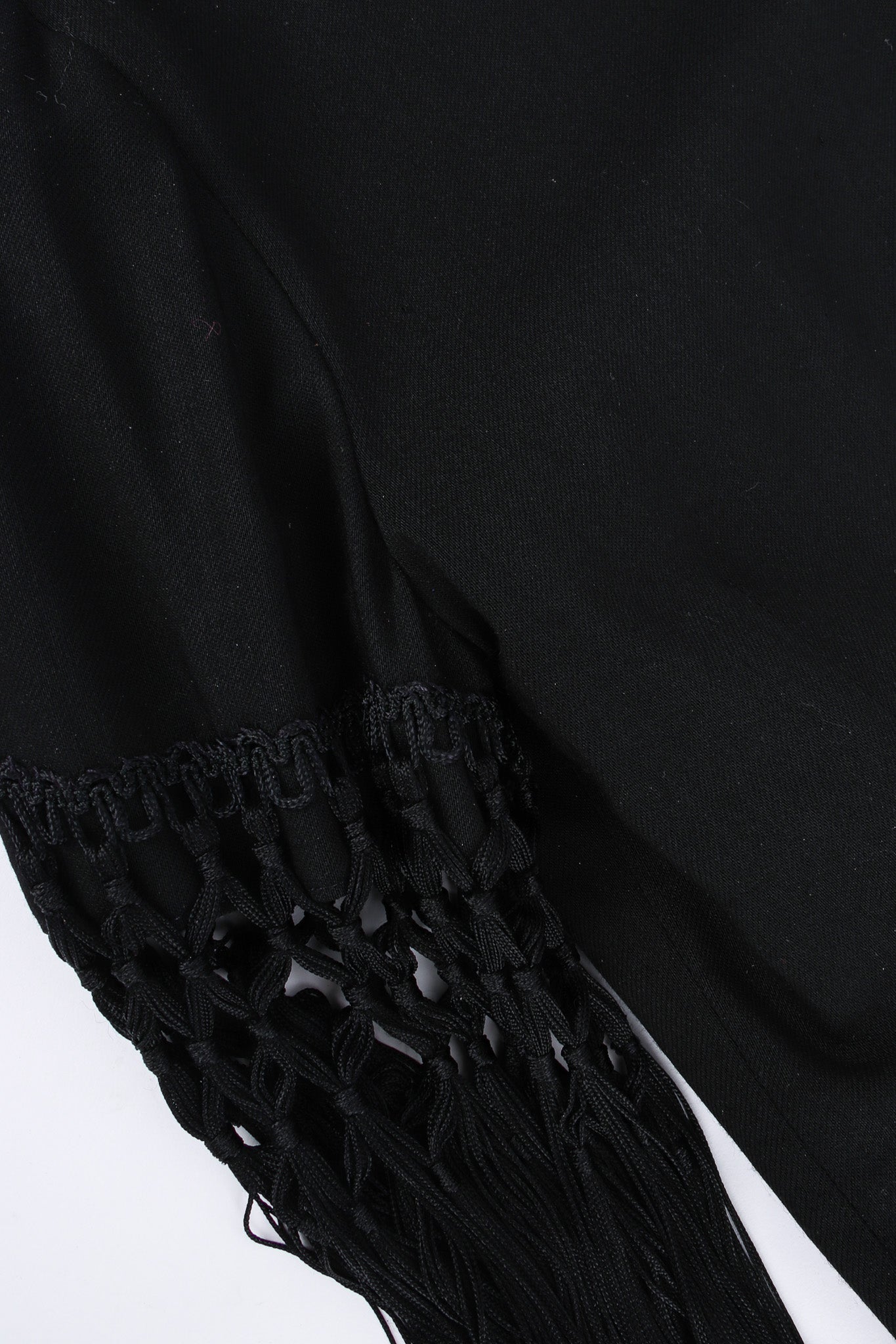 Vintage Bernard Perris Fringe Sleeve Drape Dress sleeve closeup @ Recess LA