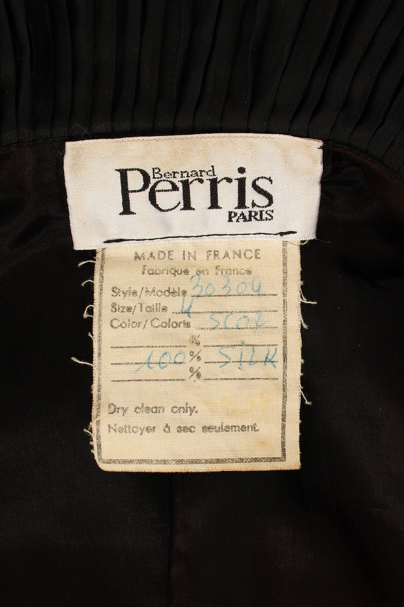 Vintage Bernard Perris Pleated Peplum Collar Jacket label at Recess Los Angeles