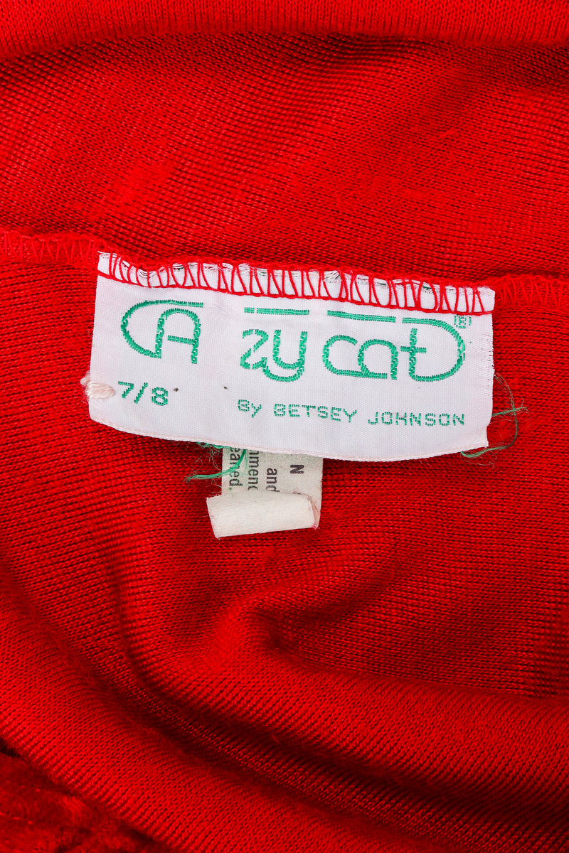 Vintage Alley Cat by Betsey Johnson label on red fabric