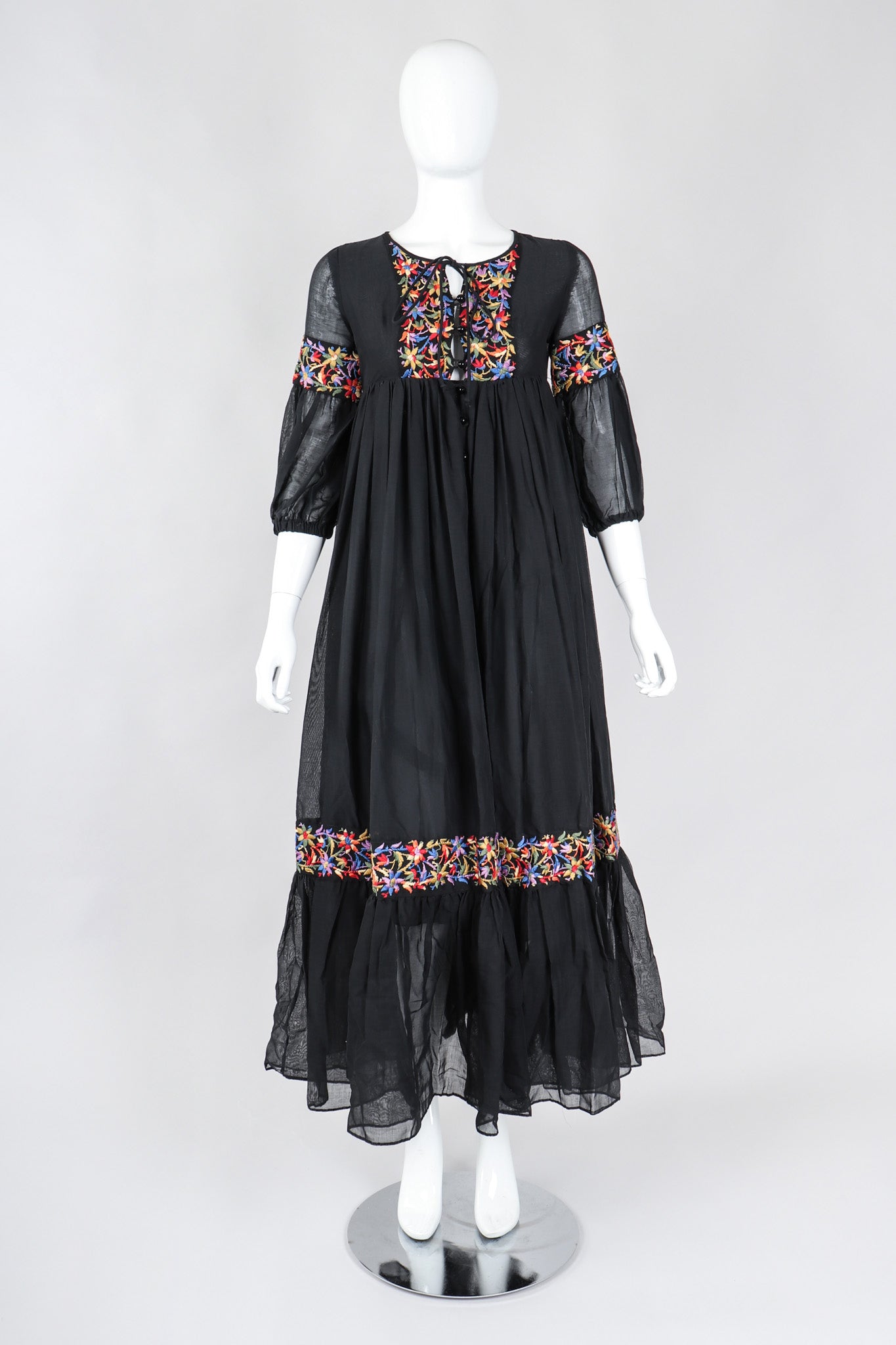 Recess Los Angeles Vintage Beverly Paige Sheer Embroidered Peasant Dress