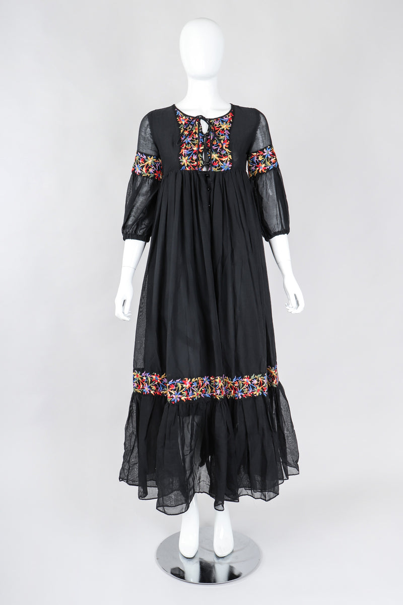 Vintage Beverly Paige Sheer Embroidered Peasant Dress Recess Vintage Beverly Paige Sheer Embroidered Peasant Dress Recess