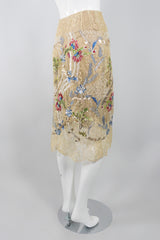 Bill Blass Embellished Chantilly Lace Garden Skirt